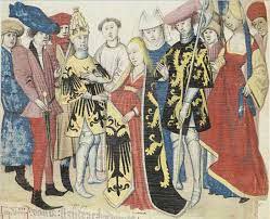 Maria marries Otto IV in this depiction from centuries later, by Jan van Boendale (Royal Library of Brussels).